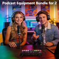 thumbnail image 2 of Kit de equipo para podcast Hayner-Seek con 2 micrófonos, audífonos y RGB, 2 of 9