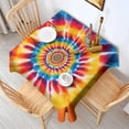 thumbnail image 2 of Colorful Rainbow Tie Dye Spiral Pattern Square Tablecloth,Waterproof Square Table Cover,Wipeable Spillproof Washable Table Cover for Home Kitchen Party Decor 60"x60"(152x152cm), 2 of 6
