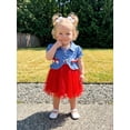 thumbnail image 3 of BemeyourBBs Toddler Little Girl Spring Summer Dress and Cardigan Sets Baby Girls 4th of July Outfit Striped and Stars Printed Sleeveless Tutu Dress Puff Short Sleeve Polka Dot Coat Set, 3 of 9