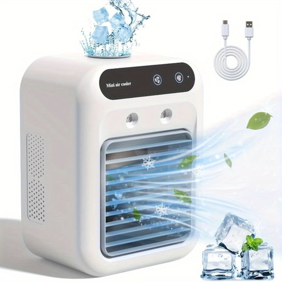 HEEYCEM 3-In-1 Mini Air Conditioner For Bedroom, Portable Air Conditioners, Air Cooler With Dual Fog Setting And Powerful Wind Speed,Affordable Cooling Options For Living Room, Bedroom, Desktop
