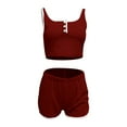thumbnail image 5 of Hpapadks Women Workout Sets 2 Piece Fitness Sleeveless Solid Buttons Tops Mesh Retro Yoga Bodybuilding Sports Running Shorts Set Yoga Sets for Women Red XXXL, 5 of 7