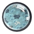 thumbnail image 2 of 4 Pcs Oriental Blue Dragon in Wave Knobs for Kitchen Cabinet Cupboard Dresser Bookcase Drawer Pulls Handles Round Home Decor, 2 of 7