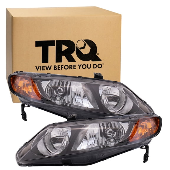 TRQ Headlight Assembly Set HO2502125 HO2503125 Fits 2006-2008 Honda Civic
