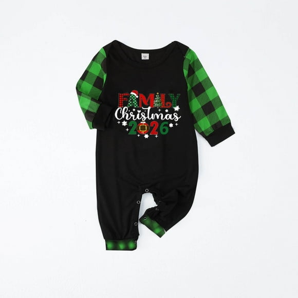 Pijamas familiares europeos con estampado navideño de moda, traje para padres e hijos, monos de poliéster para bebés.