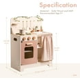 thumbnail image 2 of ROBOTIME Kids Play Kitchen Set - Rustic Wooden Pretend Play Kitchen with Leaf Light String, Apron, and Groves, for Toddlers 3+ (Rustic Style), 2 of 8