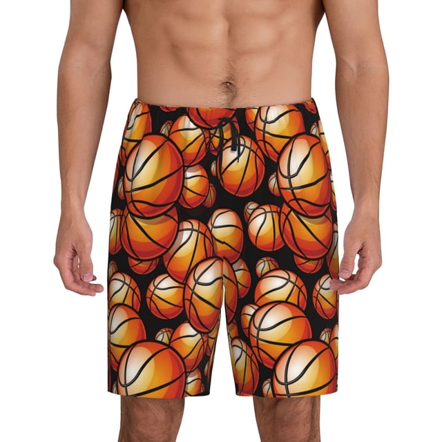 Fotbe Vintage Basketball Pantalones Cortos de Pijama para Hombre, Ropa de Dormir, Pantalones de Pijama Cortos para Hombre-Medium