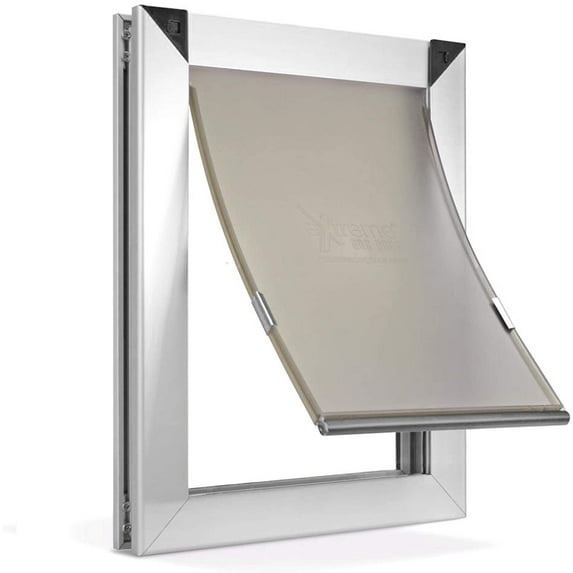 Extreme Weather Aluminum Dog Door for External Door Mounting - Heavy Duty Frame with Magnetic Seal Closure and Locking Security Panel - Medium