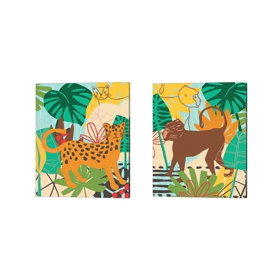 Metaverse June Erica Vess 'Graphic Jungle A' Canvas Art (Set of 2)