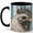 Black, variant on Stained Glass Rooster Coffee Mug, Farm Bird Mug, Ceramic 11 oz