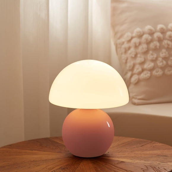 Ceramic & Roto-Molding Mushroom-Shaped Bedside Lamp with USB Data Cable, Compact Size 22x20x12CM, Lightweight 1100G, Creative Nightstand Lighting Fixture for Bedroom Decor