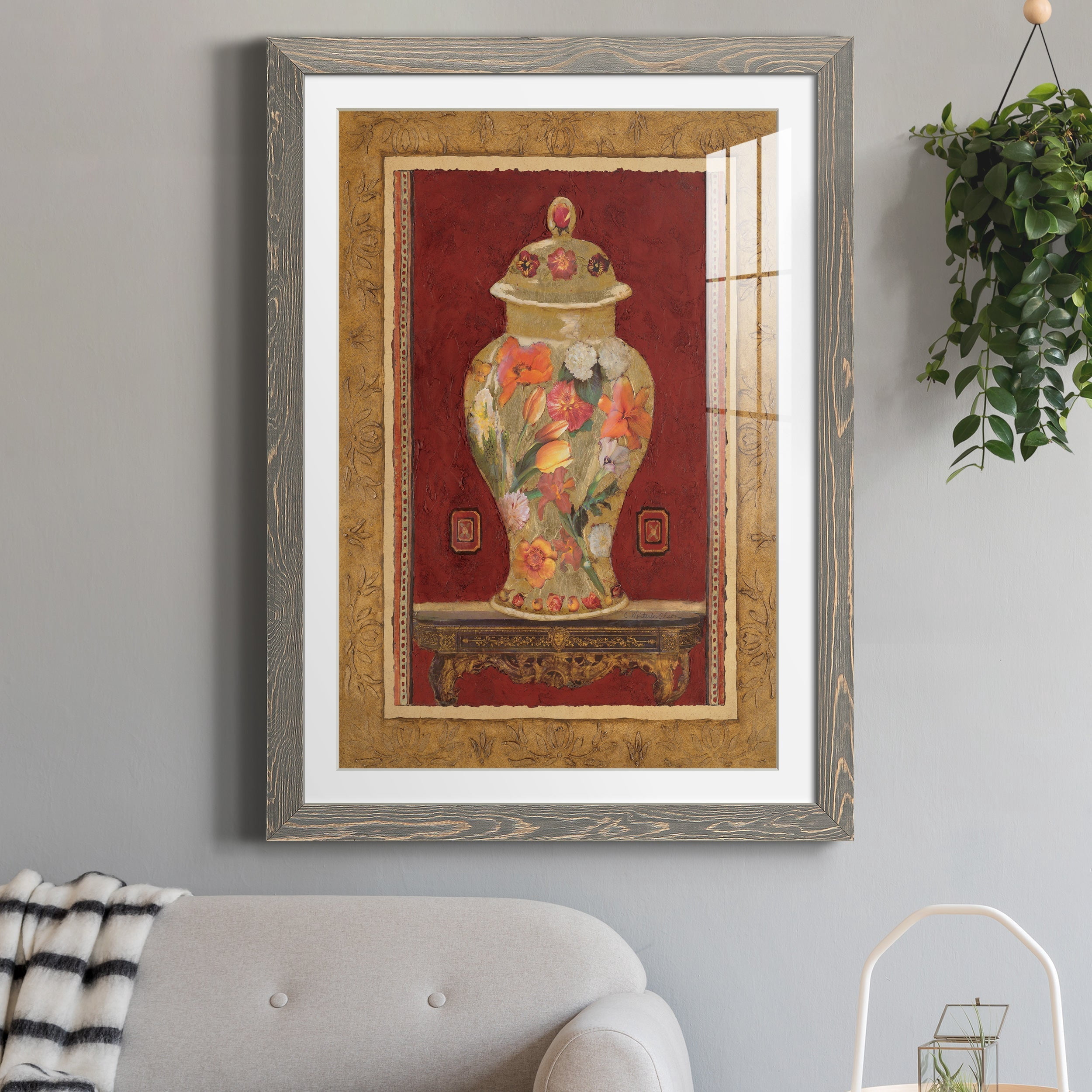 Romantic Urn II - Premium Framed Print - Distressed Barnwood Frame - Ready to Hang