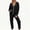 Black, variant on 2 Piece Sweatsuit Sets for Women Zip Hoodie Coat and Cuffed Waist Pants Lounge Set Casual Solid Color Winter Outfits Suits