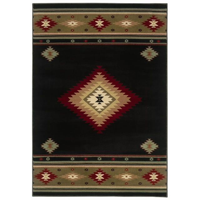 Oriental Weavers Hudson 5'3" x 7'6" Machine Woven Rug in Black