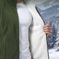 thumbnail image 4 of Mens Fleece Insulated Sleeveless Jackets Full Zipper Stand Up Collar Solid Color Fashion Winter Jacket Army Green XL, 4 of 7