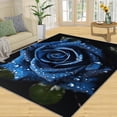 thumbnail image 2 of Blue Rose Rugs for Living Room - 3D Roses Area Rug, 3x5 Rug, Black Background Washable Non Slip Rugs, Black Blue Carpet, Modern Floral Carpet - Wedding Valentines Day Home Decor Gifts for Women, 2 of 4