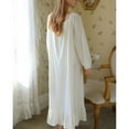 thumbnail image 2 of SWSMCLT Women's Long Sleeve Nightgown Sleeping Lightweight Pjs Cotton Pajamas Soft Vintage Long Princess Spandex White X-Large, 2 of 4