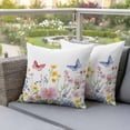 thumbnail image 4 of Pink Blue Yellow Floral Pillow Covers 2 Pack Butterfly Wildflower Pillowcase Waterproof Outdoor Throw Pillow Cover for Patio Garden Square Cushion 26”x26”, 4 of 9