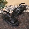 thumbnail image 5 of HomeDM Womens Platform Sandals Open Toe Slip On Buckle Ankle Strap Wedge Casual Summer Beach Sandals, Black Size 9.5, 5 of 9