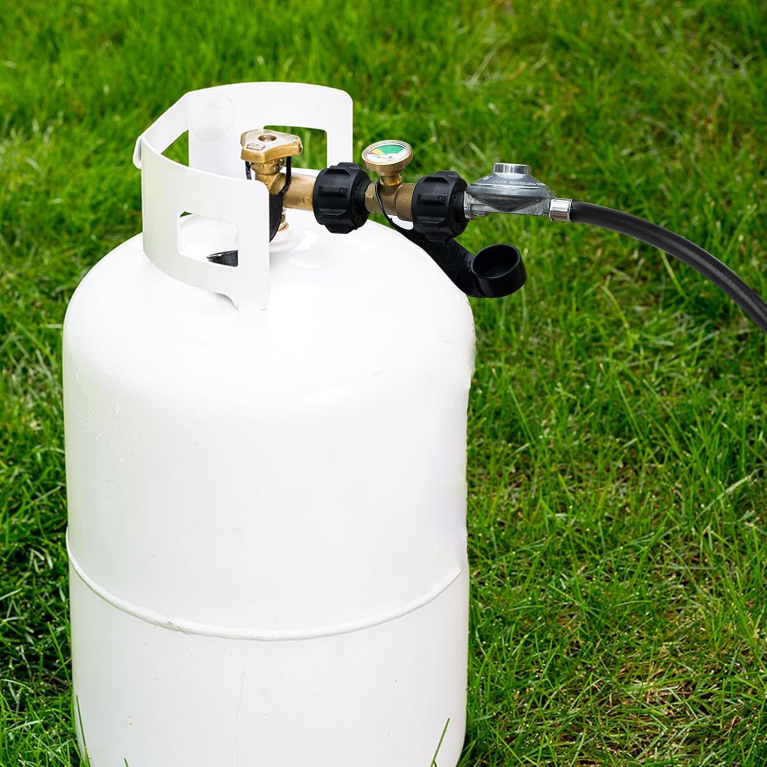 Propane Tank Gauge, Propane Level Indicator for 5-40LB Tanks, Perfect for RV Camper, Propane Heater, Fire Pit, Gas Grill and More, QCC1/Type 1 Connection