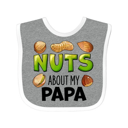 

Inktastic Nuts About My Papa Peanut Almond Pistachio Gift Baby Boy or Baby Girl Bib