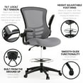 thumbnail image 5 of Flash Furniture Kelista Mid-Back Dark Gray Mesh Ergonomic Drafting Chair with Adjustable Foot Ring and Flip-Up Arms, 5 of 17
