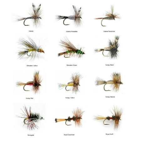 Fly Fishing Trout Flies - TROUT CRUSHING DRY FLY ASSORTMENT - 72 Dry Flies in 12