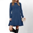 thumbnail image 2 of Long Sleeve Dress for Women Crew Neck Empire Waist Tunic Dress with Pockets, 2 of 9
