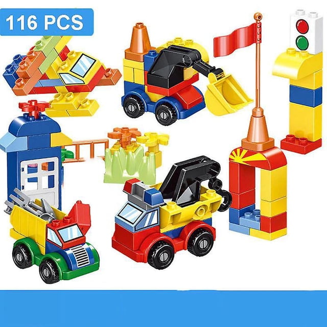 La escena urbana de partículas grandes y el bloque de construcción de automóviles en constante cambio son compatibles con el juguete Diy que ambos