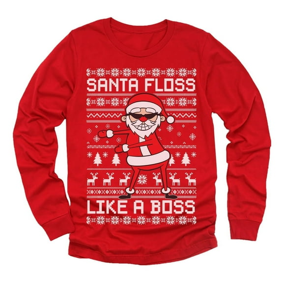 Tstars Floss Like a Boss Kids Funny Humor Holiday Shirts Christmas Gifts for Boy Youth Long Sleeve T-Shirt