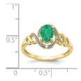thumbnail image 3 of 10K Yellow Gold Ring Band with Stones (05) May Emerald Oval Green Diamond Round, Size 8, 3 of 5