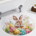 thumbnail image 4 of Easter Bunnies Rabbits Round Small Area Rug, Print Non Slip Washable Floor Mat, Soft Throw Rug for Living Room, Powder Room Entryway, Bathroom, Bedside, 4 of 7