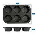 thumbnail image 5 of (3 pack) Mainstays 6 Cup Jumbo Muffin Pan, Non-Stick Bakeware,3.4 inch Diameter Cups,Gray,Carbon Steel, 5 of 11
