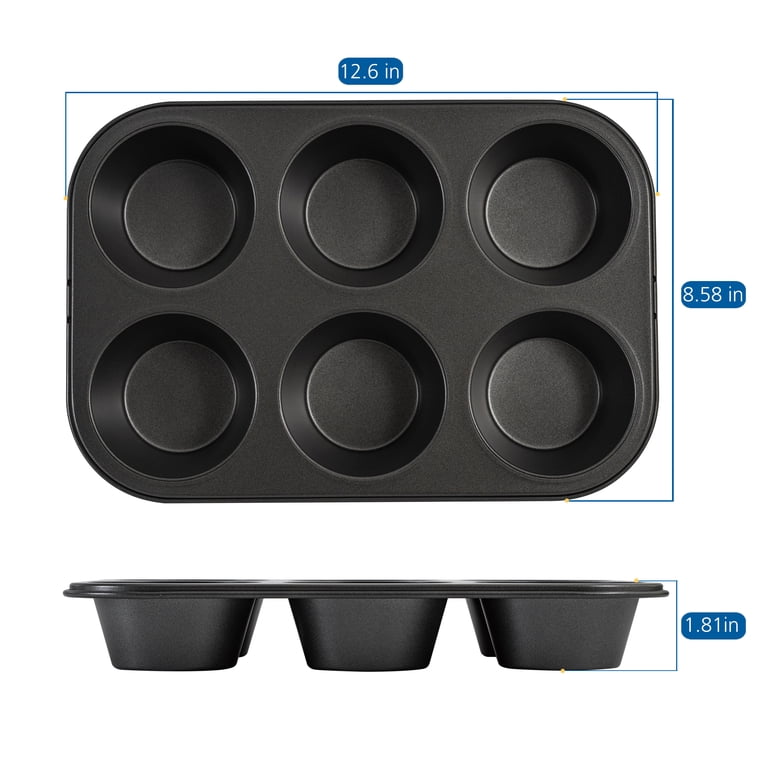 Jumbo Muffin Pan 6 Cup Non-Stick Carbon Steel Gray photo 3