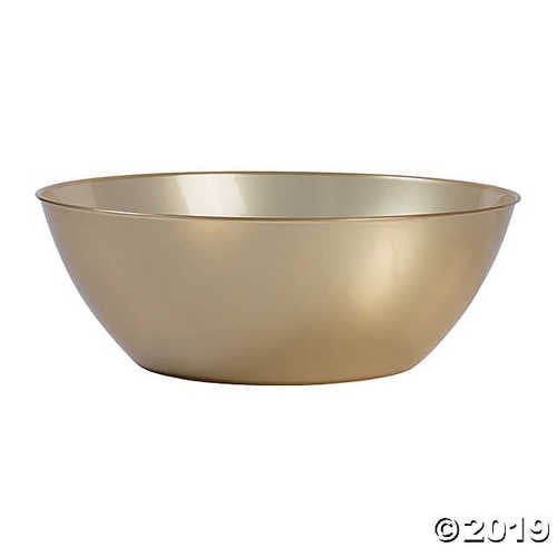 Extra Large Gold Plastic Serving Bowl