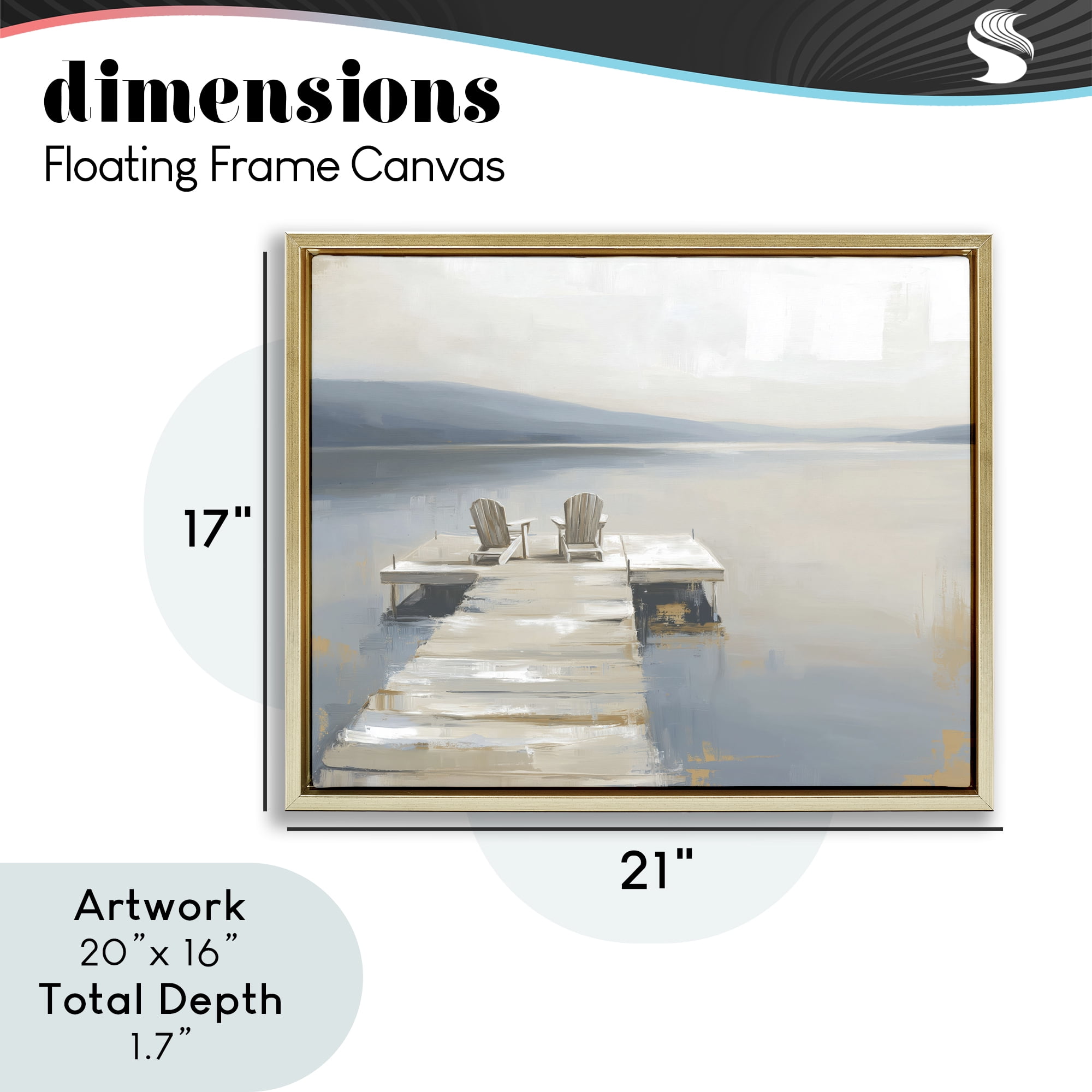 Stupell Industries Adirondack Chairs on Pier Gold Framed Floater Canvas Wall Art, design by Kim Curinga