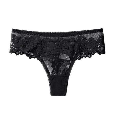 Wozhidaoke cheeky underwear for women bladder control underwear for women Underwear Women Women Lace Lingerie Temptation Low-Waist Panties Thong Underwear Panties Black XL