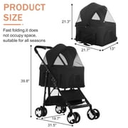 CL.HPAHKL 3 in 1 Dog Stroller For Medium Small Dogs Cats, 4 Wheels Folding Cat Stroller Pet Stroller with Removable Carrier, Portable Dog Cat Cage Jogger Stroller with Storage Lightweight for Travel