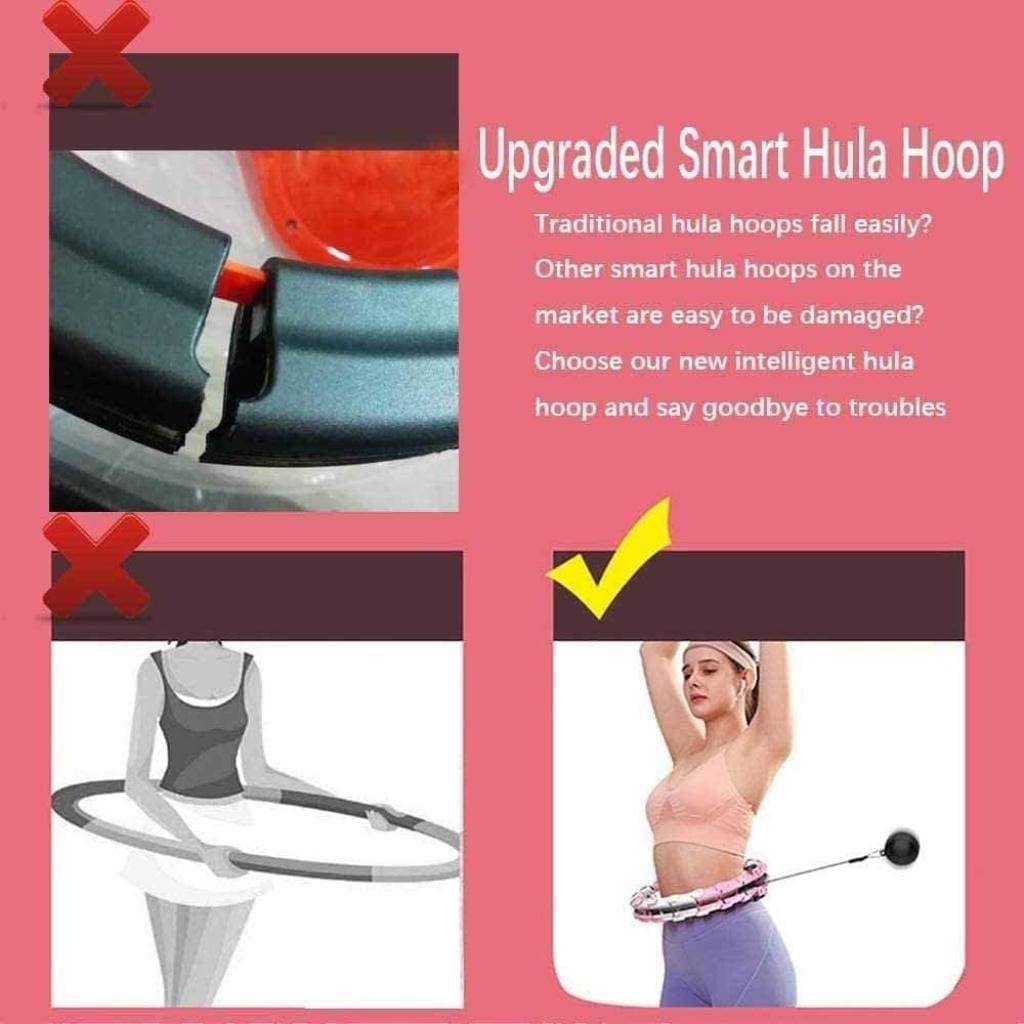 Black Hula Hoop Fitness Exercise Waist Weighted Hula Hoop-2lb with Smart Auto Counting with 360 Degree Massage Adjustable Hula Hoops for Adults Weighted