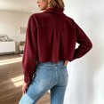 thumbnail image 6 of cocolona Cropped Jackets for Women Lapel Button Down Trendy Tops Casual Long Sleeve Fall Short Outerwear, 6 of 7
