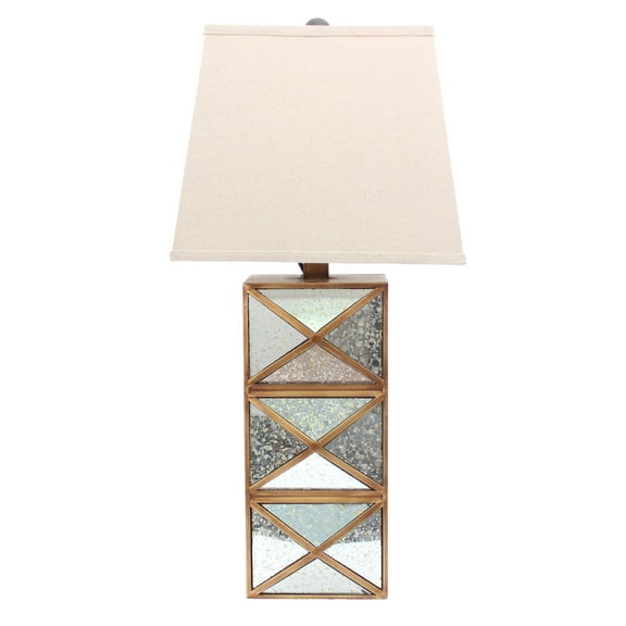 Teton Home Modern Illusionary Table Lamp With Mirrored Gold Base