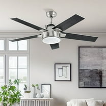 DEXTRUS 52in Modern Ceiling Fan with Light, Quiet Reversible Motor, Dimmable LED 3-Color, 6-Speed 5 Blades Memory Function for Bedroom Living Room Patio, Black