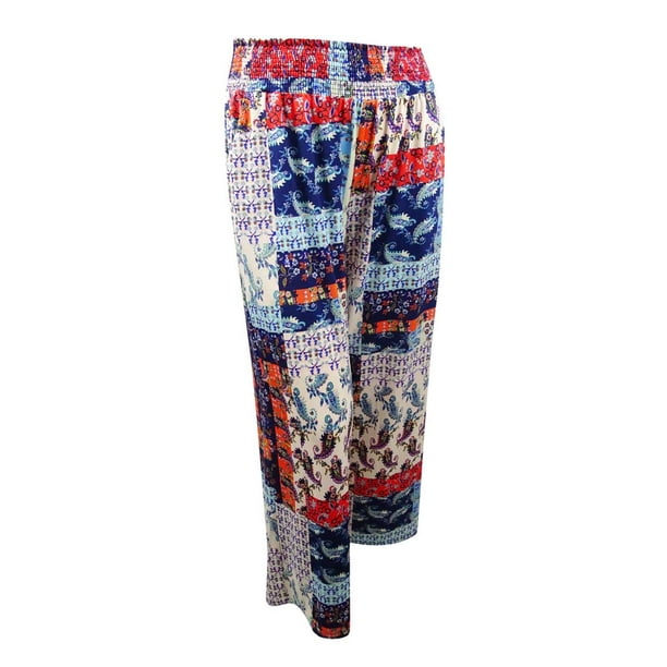 NY Collection - NY Collection Women's Plus Size Printed Wide-Leg Pants ...