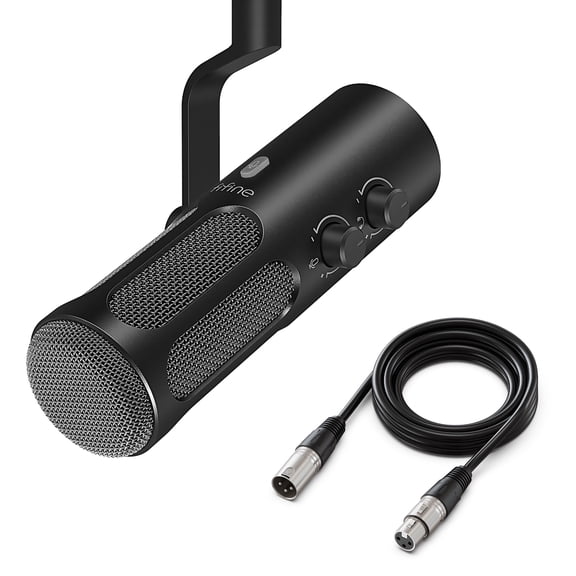 FIFINE Tank3neo XLR/USB Podcast Dynamic Microphone for Streaming,Studio Recording,PC Mic with Mute Button,Headphone Jack,Volume Control,All Metal Built