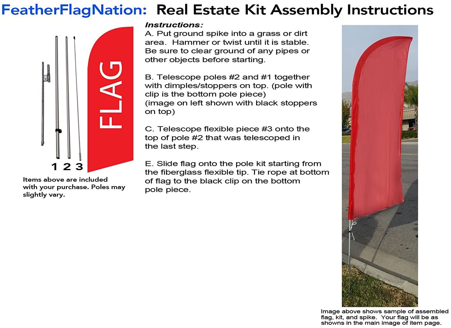 8ft Solid Brown Medium Size Feather Banner Swooper Flag Sigh with Flag Pole Kit and Ground Spike, 8 feet Tall