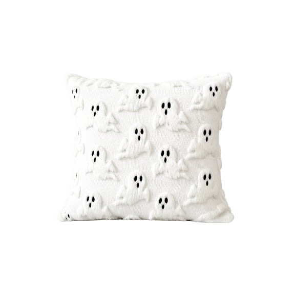 Ghost Halloween Pillow Covers 18x18 Set of 1,Halloween Decorations White Ghost Throw Pillow Cases Soft Plush Fall Pillow Covers,Couch Pillowcase for Chair Sofa Bedroom Home Fall Decor