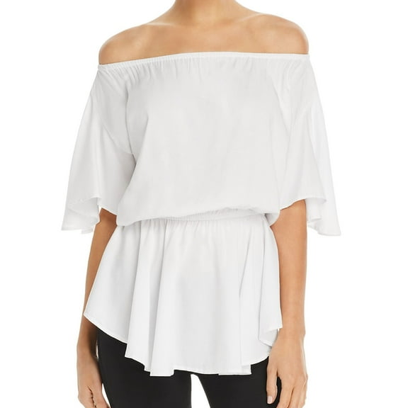 MLM Label Womens Striped Knit Blouse, White, Medium