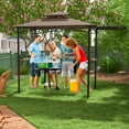 thumbnail image 4 of Gymax 11 x 5 FT Grill BBQ Gazebo w/ Side Awning Double-Tiered Top 2 Side Shelves Brown, 4 of 10