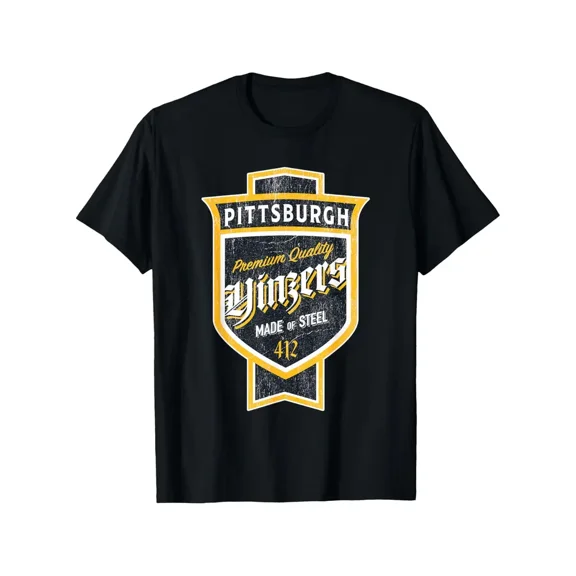 Pittsburgh Yinzer T-Shirt - Vintage Style, 100% Cotton, Black with Bold Yellow & White Graphic, Perfect for Men, Women, Dad, or Friends, 1XL-5XL, Shirts, Plus Size