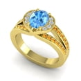thumbnail image 2 of Diamond-Capitals 2.35 Carat Oval Cut Blue Topaz & Citrine Gemstone Beautiful Engagement Ring for Ladies in Solid 18K Yellow Gold Size 7, 2 of 8