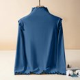 thumbnail image 4 of Ladies' Fashion Solid Color Fleece Ruffled Mock Neck Pullover Waveselvedge Half High Neck Long Sleeve Thickened Top, 4 of 5
